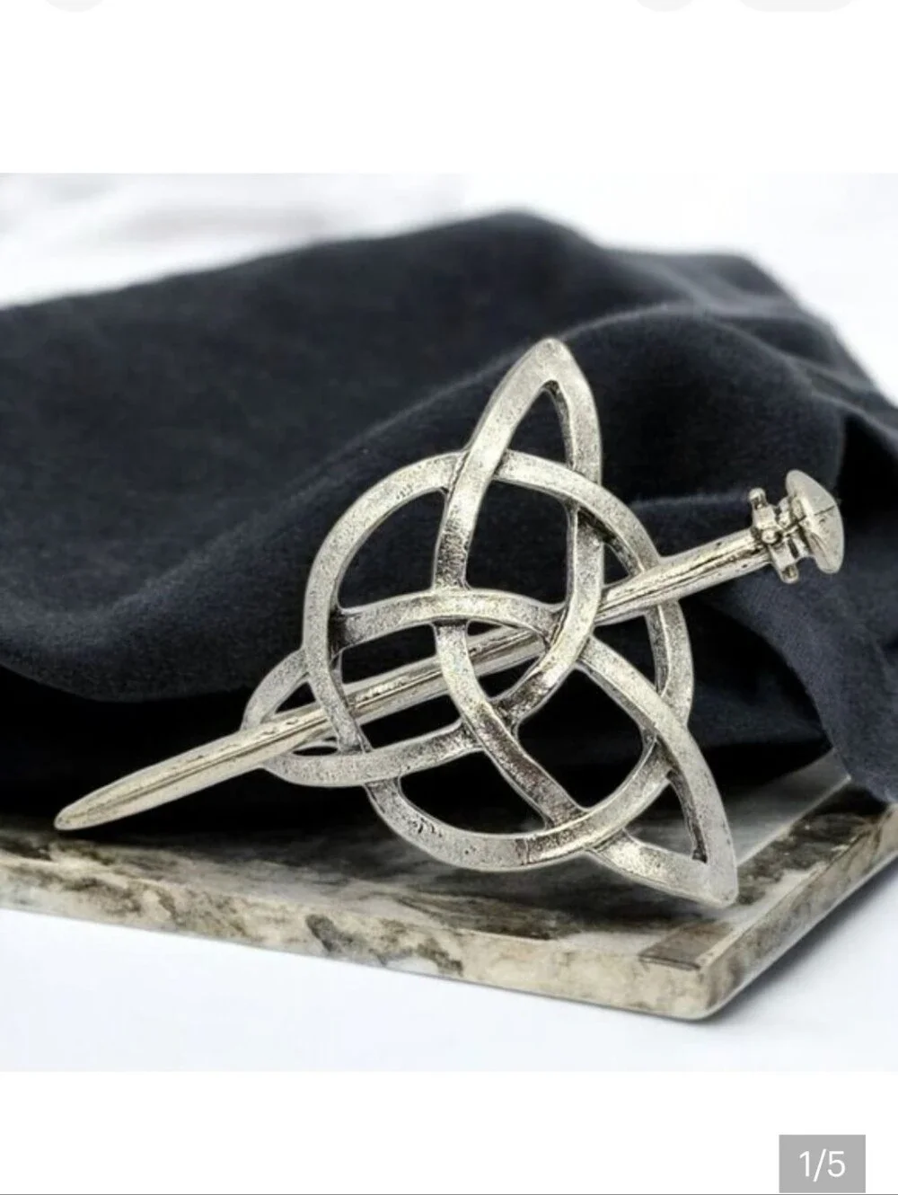 Silver Celtic Knot Hair Pin Triquetra Irish Viking Stickpin Barrette Accessories
